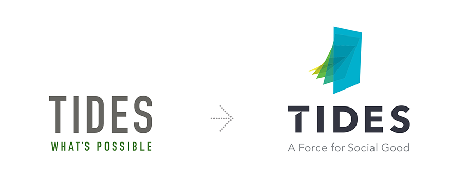 Tides logo transformation, designed by Good Stuff Partners